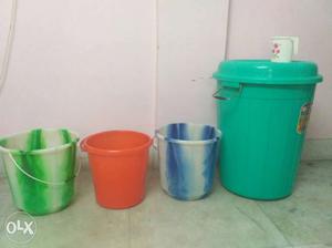 Water storage tank and three buckets