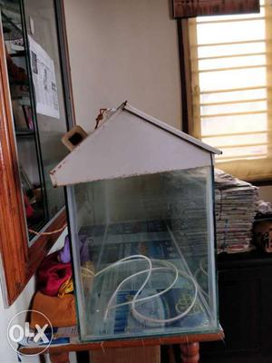 White Wooden Framed Fish Tank (aquarium) with air motor