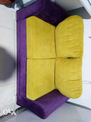 Yellow And Purple 2-seat Couch