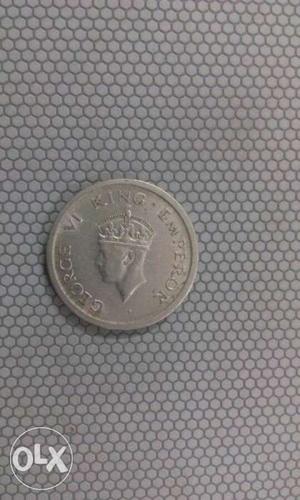 1 Rupee Coin of British Rule in India. Marked