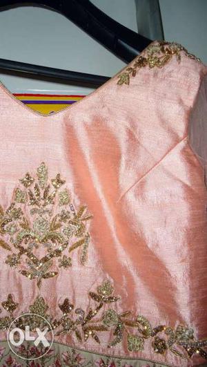 Beautiful long peach and golden gown for sale