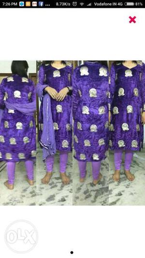 Beautiful purple velvet suit with pajami and