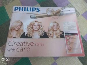 Beige And White Philips Hair Curling Iron Box