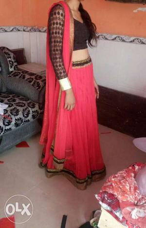 Black And Pink Sari Dress
