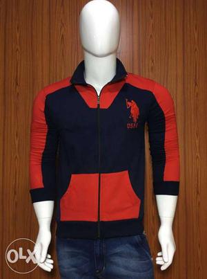Black And Red Polo Zipper Jacket