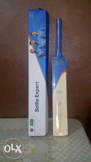 Blue And White Cricket Bat With Box