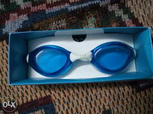 Blue And White Swimming Goggles With Box