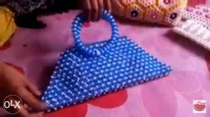 Blue Woven Handbag