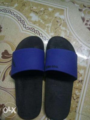 Blue-and-black Slide Sandals
