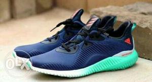 Blue-and-green Adidas Alphabounce