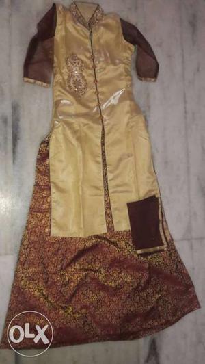 Brown And Yellow Traditional Dress