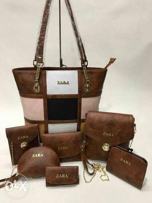 Brown Leather Zara Bag And Wallet Set