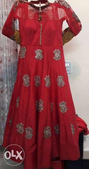 Ethnic red gown...worn only once in October..age