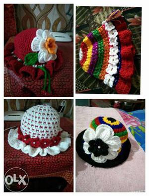 Four Crochet Bucket Hats
