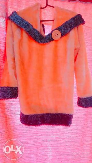 Girl's Orange And Black Sweater
