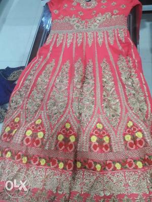 Gold And Pink Sleeve Sari