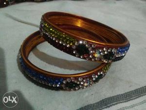 Gold-colored Bezel Bangle Bracelets