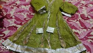 Green Floral full sleeves party wear dress