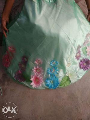 Green, Pink, And Blue Floral Skirt