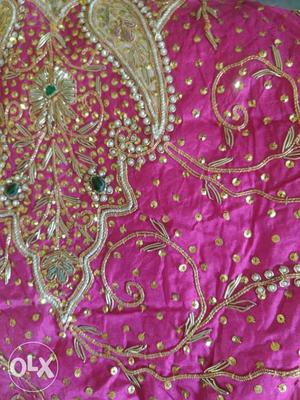 Heavy dabka work lehanga in pure silk