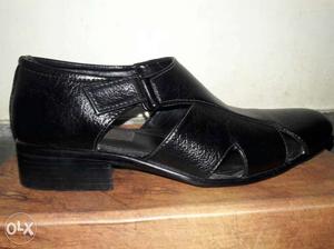 New Black Leather Slide Sandal
