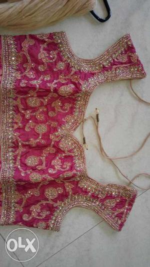 Pink And Gold-colored Floral Choli dress