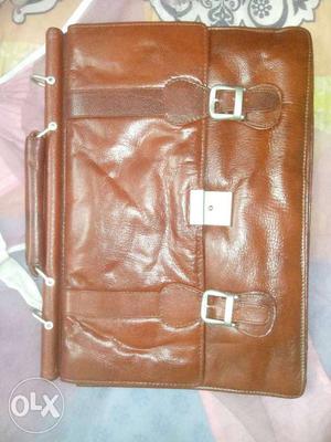 Pure leather laptop shoulder bag