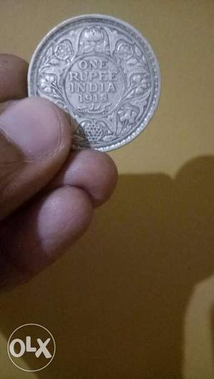 Pure silver one rupee coin of 