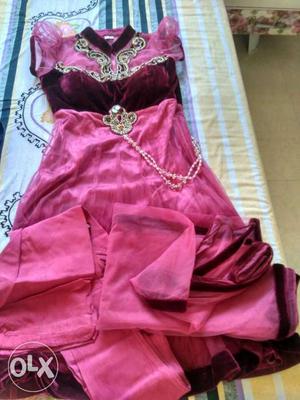 Rani pink colour party wear dress