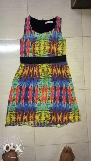 Red, Green, Yellow, And Blue Scoop-neck Sleeveless Dress