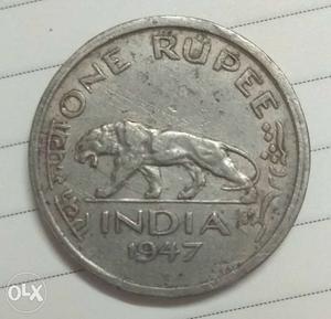 Silver India 1 Rupee Coin