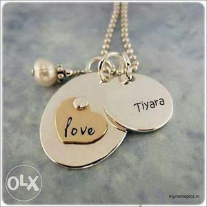Silver Love And Tiyara Engraved Pendant Necklaces