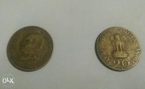 Two 20 Indian Paise Gold Coins