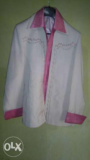 White And Pink Suit Jacket