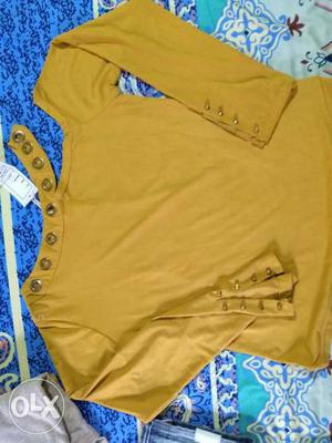 Wood yellow supersoft material full sleeves