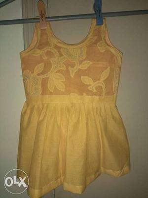 Yellow dress for 6-12 month baby girl... hand