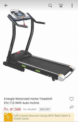 Black Energie Motorized Home Treadmill EHT-113 Auto Incline