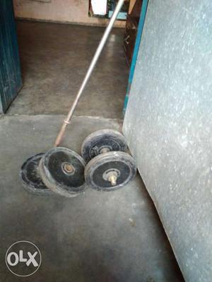 Black-and-gray Barbell And Dumbbell