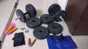 Dumbles and Gym set with twisted and straight