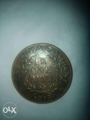 East Indya Company year  coin. UK One Anna.