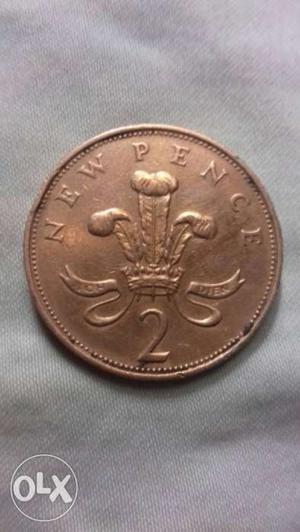 England of old coin,New pence 2 coin