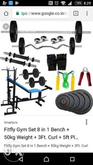 Fitfly home Gym Set With 50 kg Weight+ 8 in 1 call at
