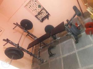 Gym banch with 50 kg weight 2 rod 2 dompels rod