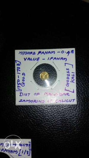 Mysore gold coin 4grm value fanam
