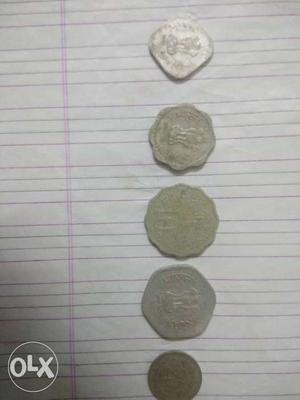 Old indian currencies five coins price is /-