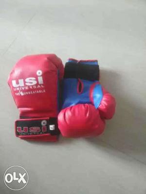 Pair Of Red Usi Boxing Gloves