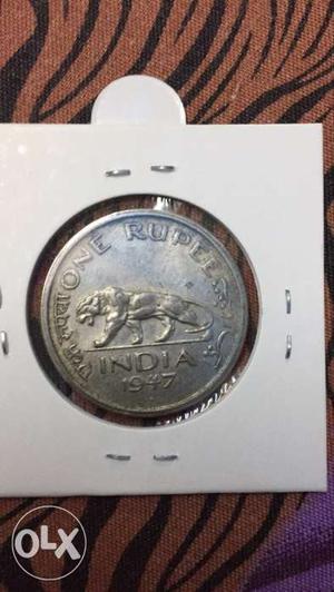 Round  Silver One Rupee Coin