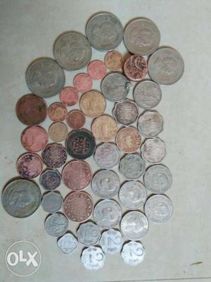Sorted antique coins