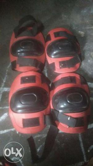 Two Pairs Red-and-black Knee Guards