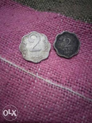 Two Round Silver 2 Coins